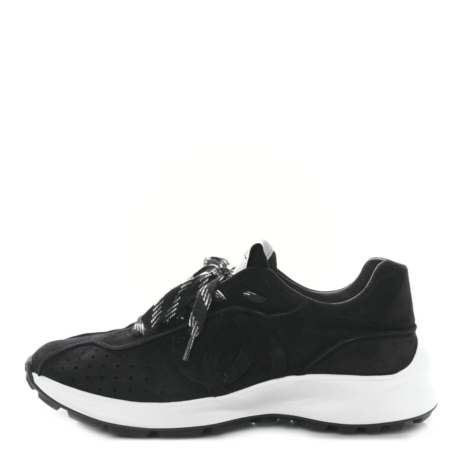 Chanel Suede Goatskin CC Sneakers 39.5 Black 1 of 8