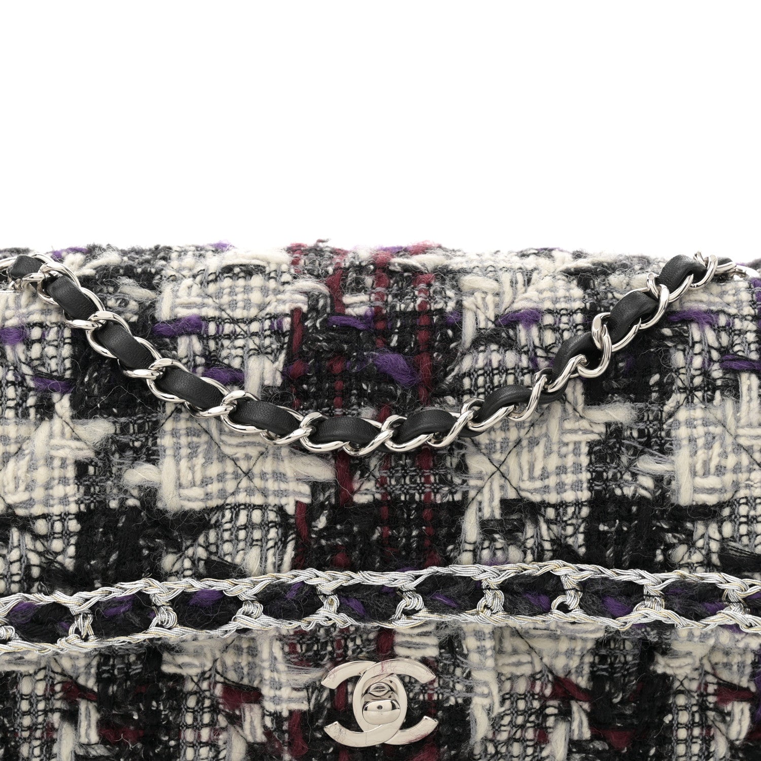 Chanel Tweed Quilted Mini Rectangular Flap Black White Multicolor 8 of 10