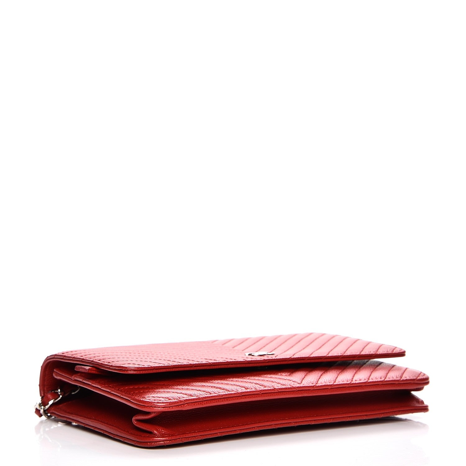 Chanel Caviar Chevron Quilted Wallet On Chain WOC Red 4 of 9