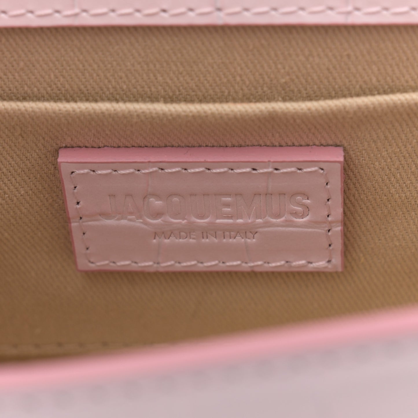 Calfskin Crocodile Embossed Le Chiquito Long Pale Pink