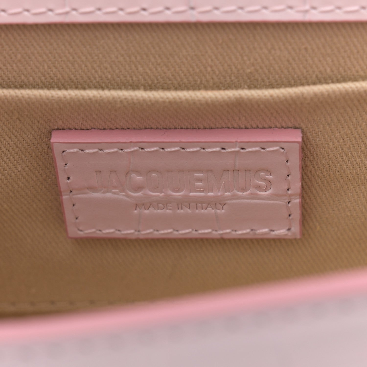 Jacquemus Calfskin Crocodile Embossed Le Chiquito Long Pale Pink 6 of 9