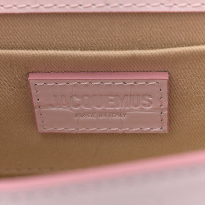 Jacquemus Calfskin Crocodile Embossed Le Chiquito Long Pale Pink 6 of 9