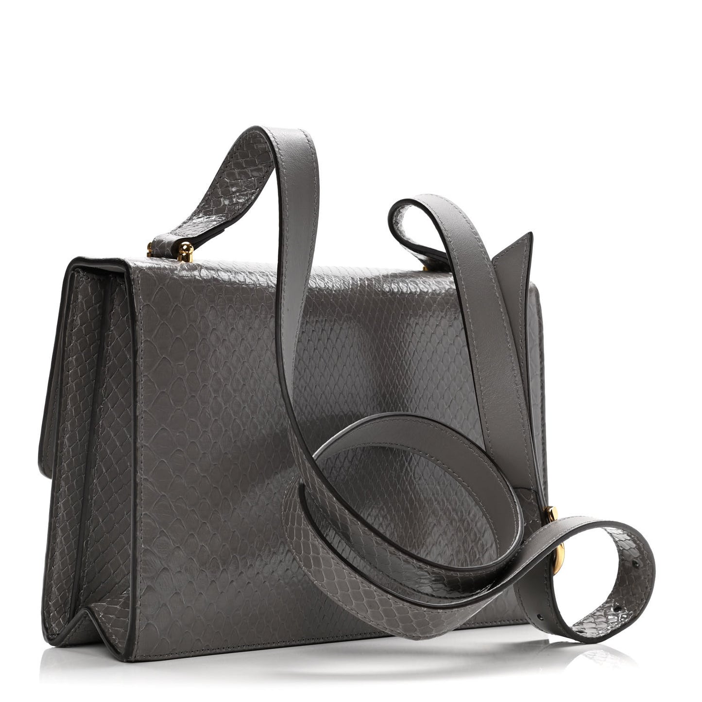 Calfskin Snake Embossed Small Zumi Shoulder Bag Dusty Grey