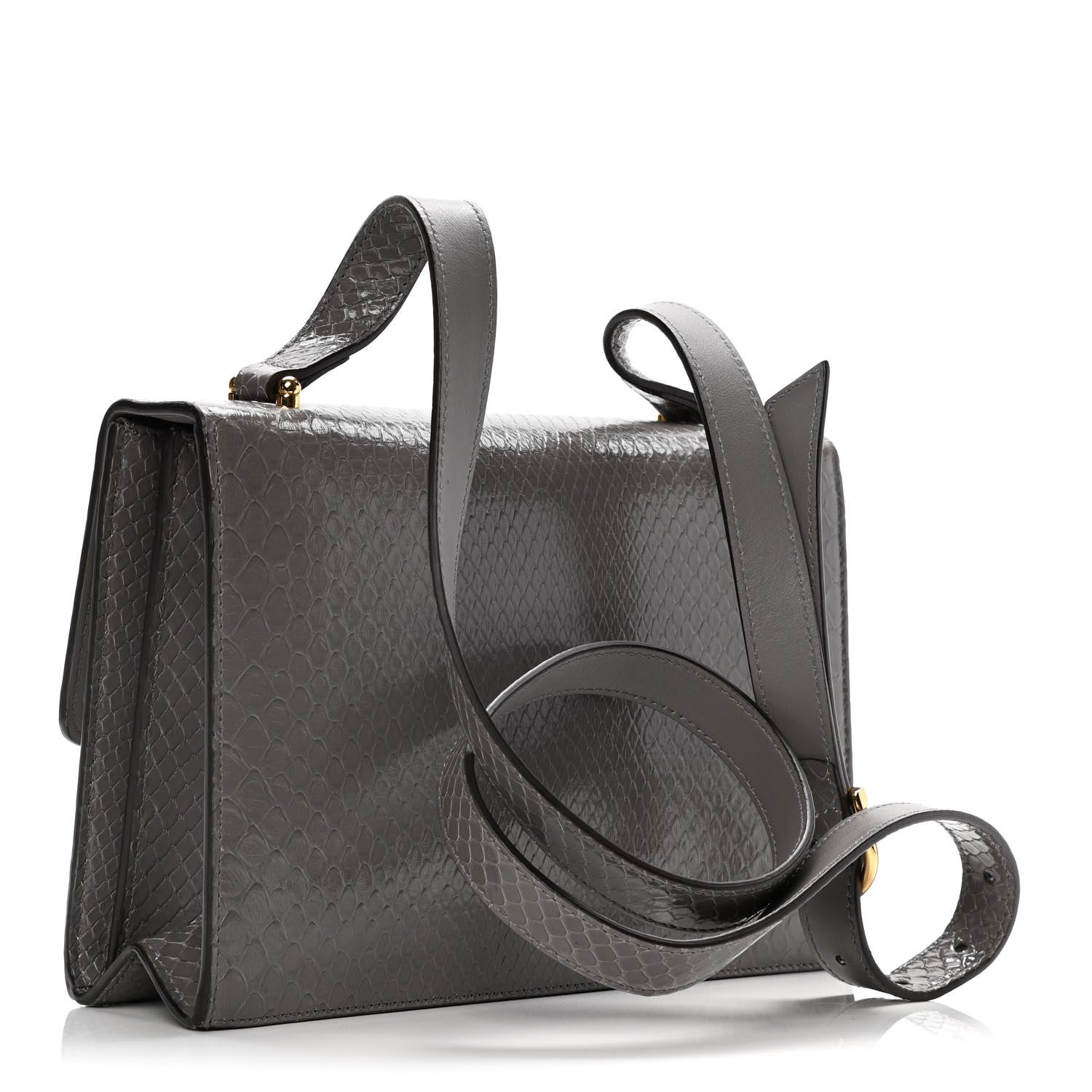 Gucci Calfskin Snake Embossed Small Zumi Shoulder Bag Dusty Grey 3 of 12