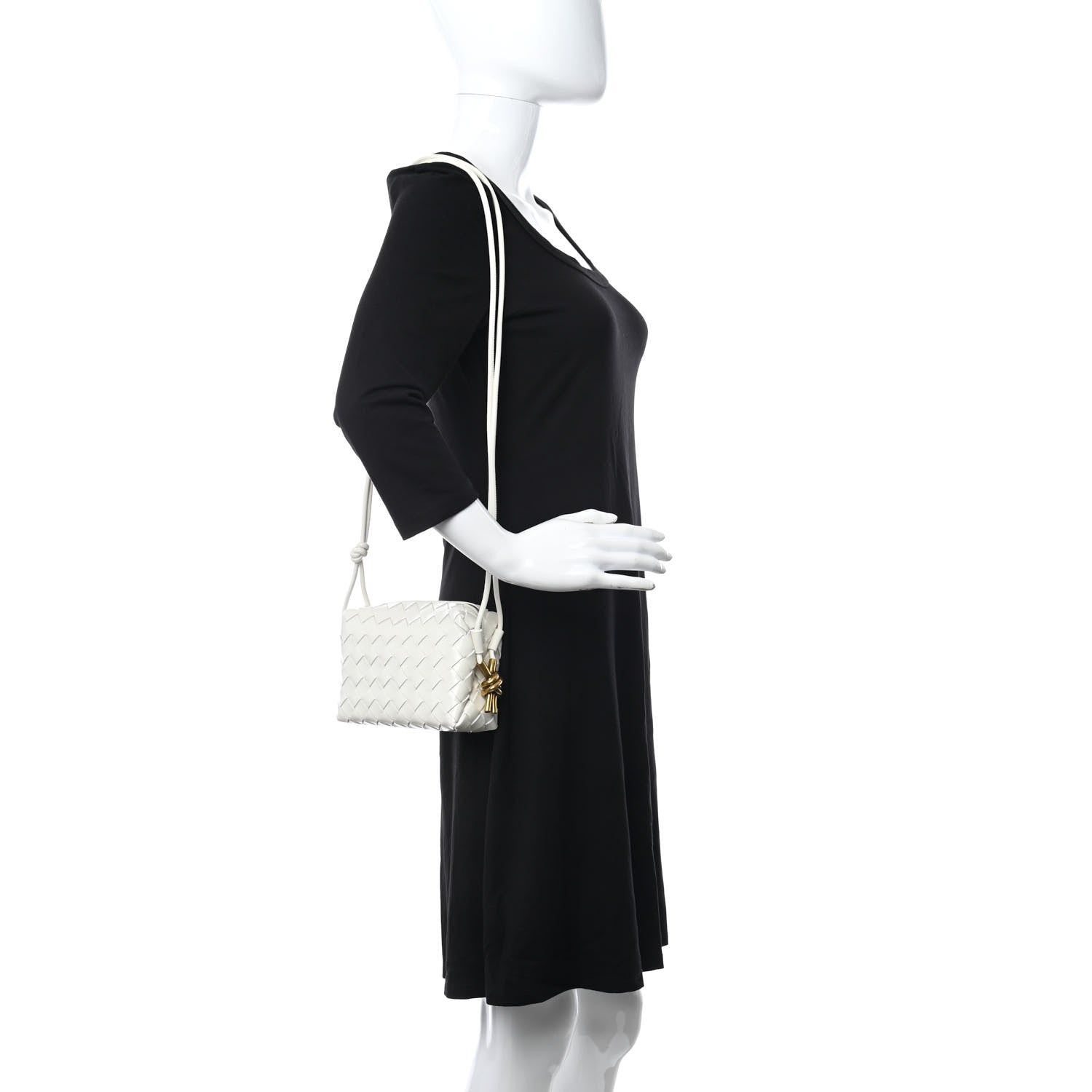 Bottega Veneta Nappa Intrecciato Metallic Knot Mini Loop Camera Bag Bone 2 of 8