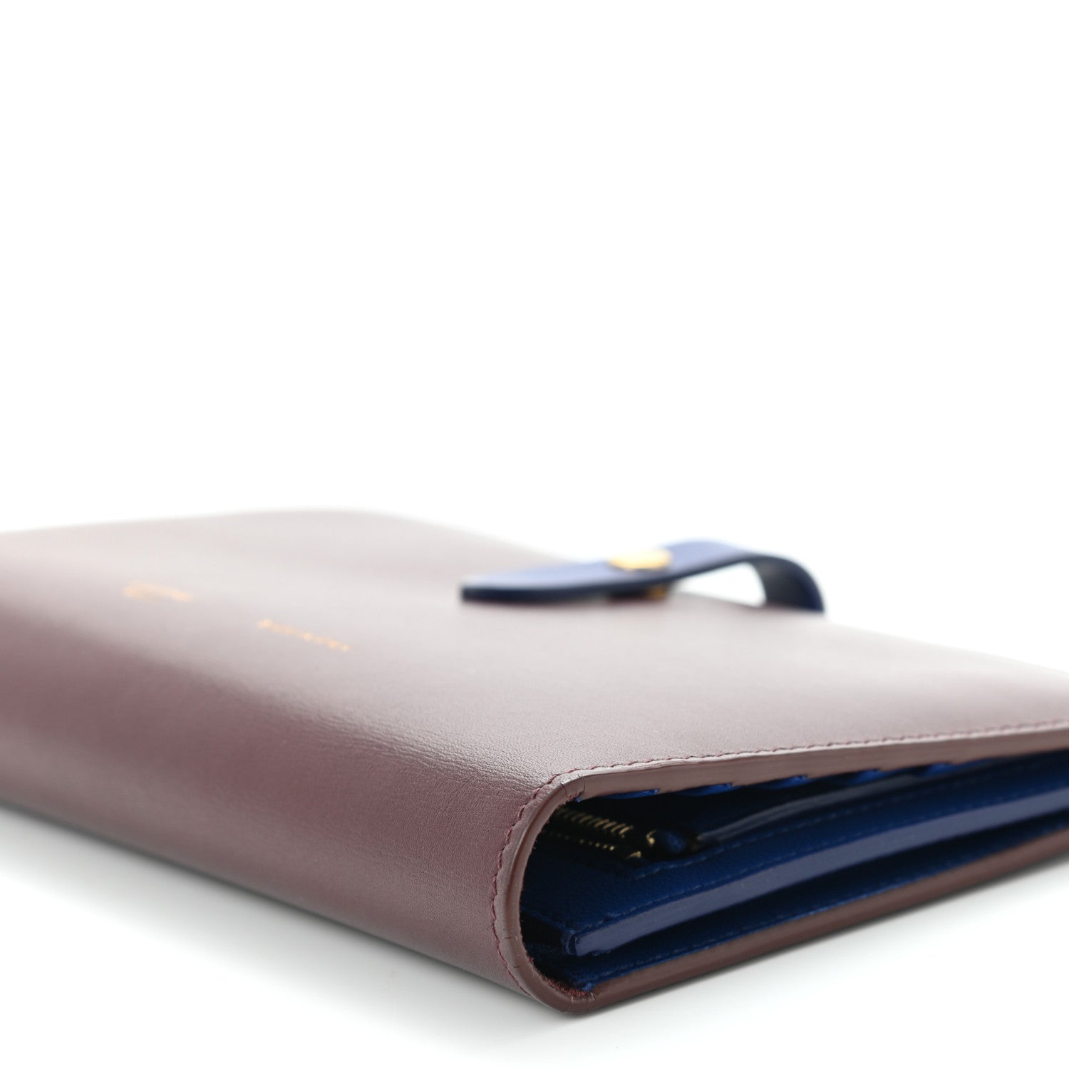 Celine Smooth Calfskin Large Multifunction Strap Wallet Burgundy Blue 9 of 9