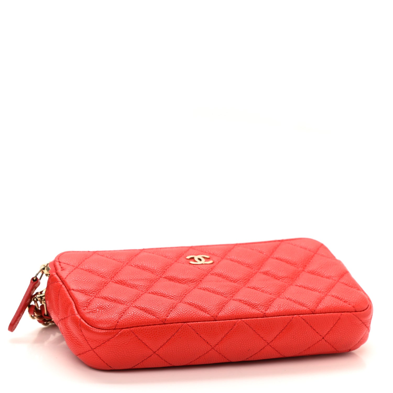 Chanel Caviar Quilted Small Clutch With Chain Red 3 of 11