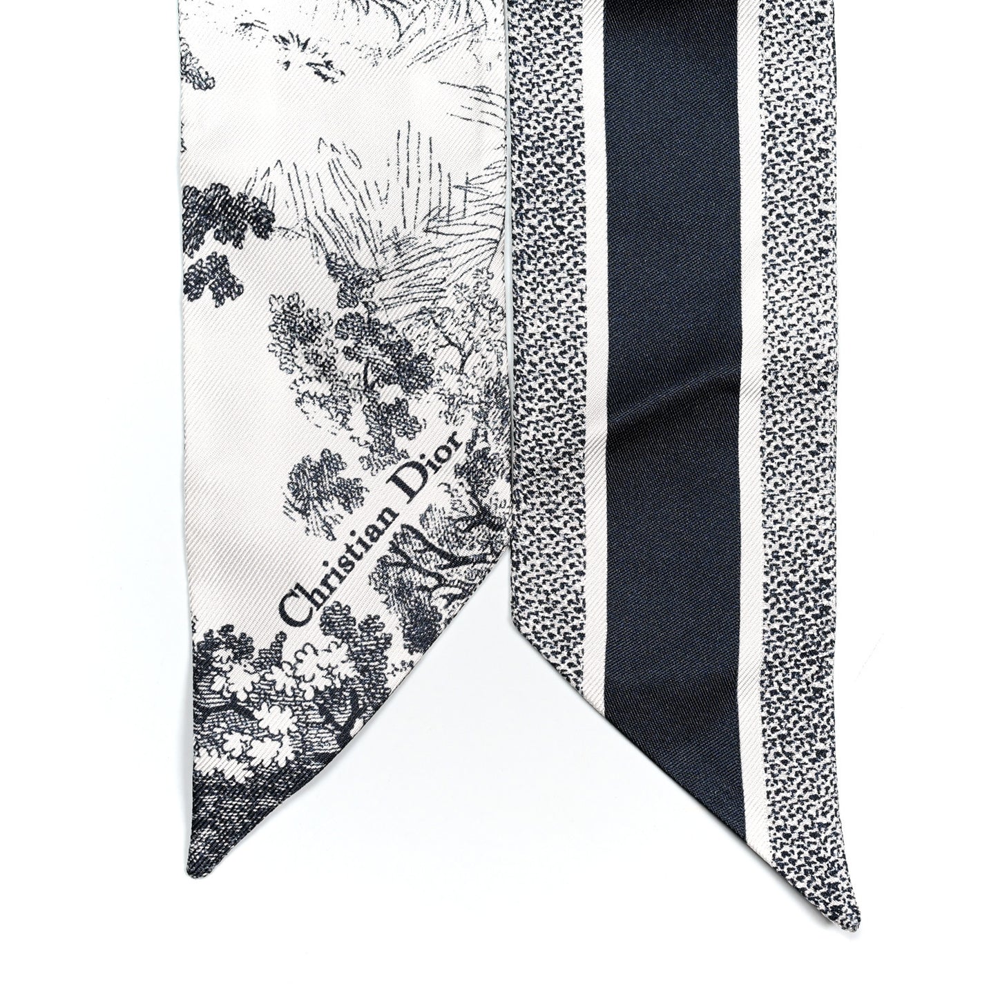 Silk Toile De Jouy Reverse Capri Mitzah Scarf Navy Blue