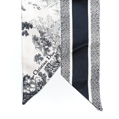 Christian Dior Silk Toile De Jouy Reverse Capri Mitzah Scarf Navy Blue 2 of 3
