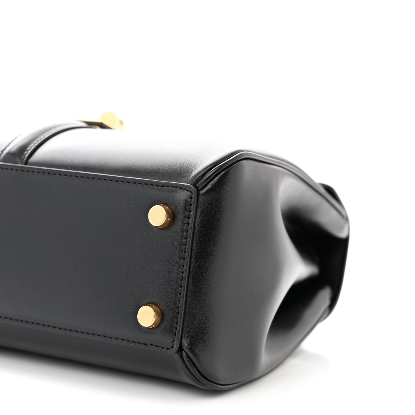 Satinated Calfskin Small 16 Top Handle Bag Black