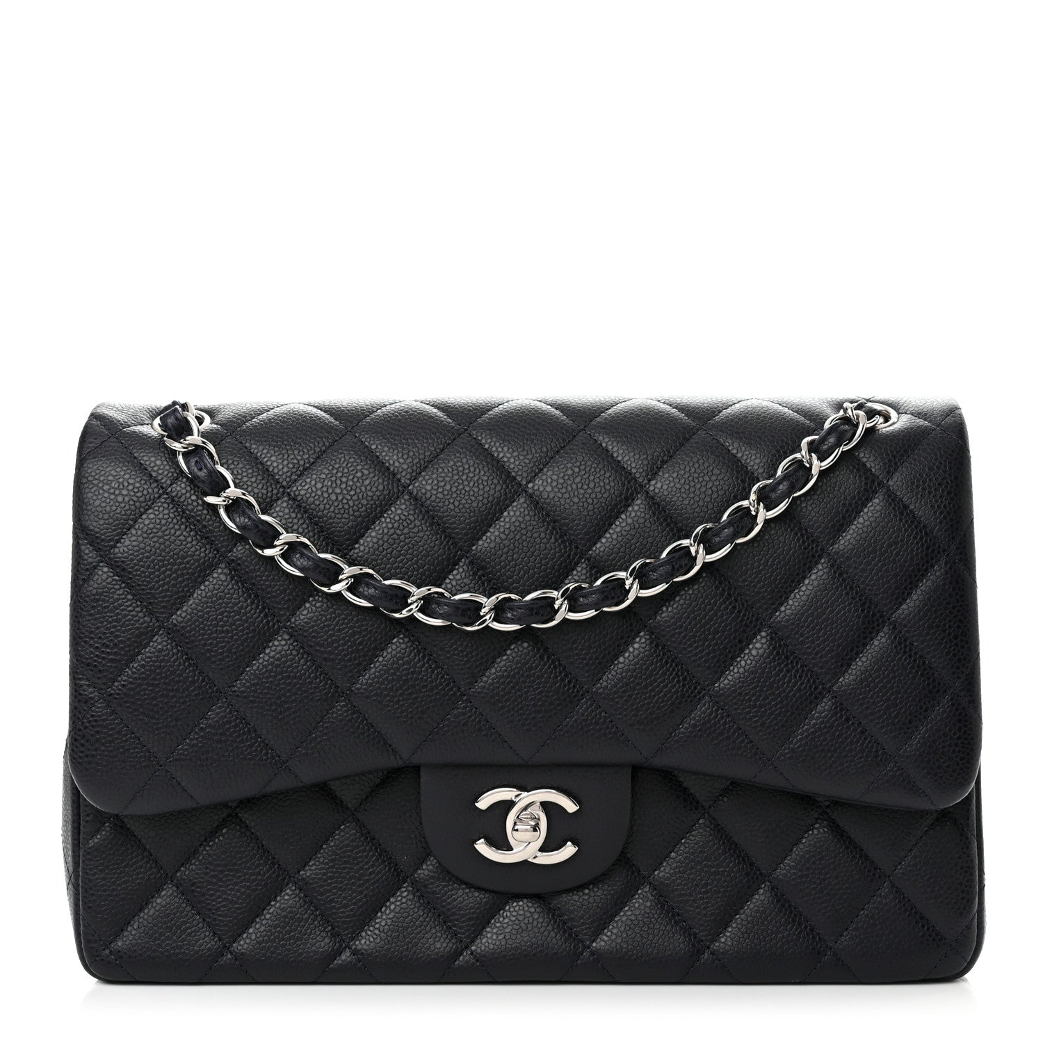 Chanel Caviar Quilted Jumbo Double Flap Navy Blue 1 of 12