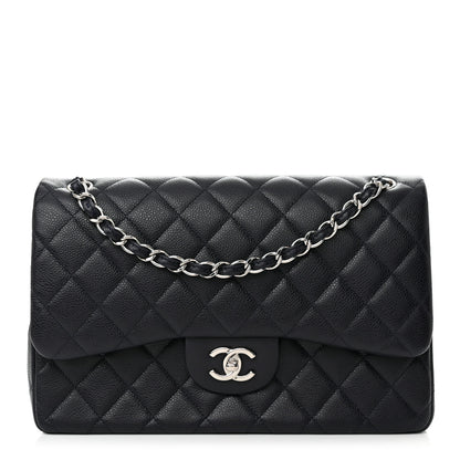 Chanel Caviar Quilted Jumbo Double Flap Navy Blue 1 of 12