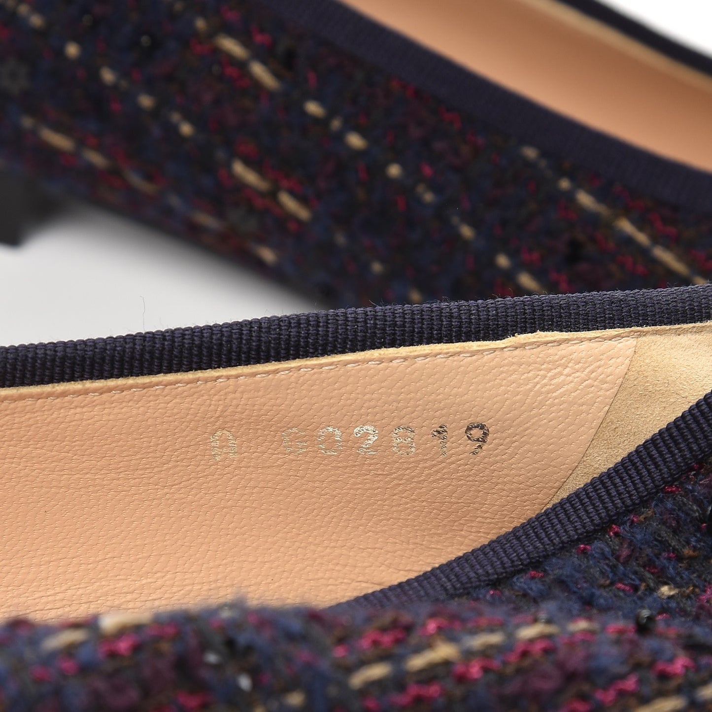 Tweed Flannel Cap Toe Ballerina Flats 37 Navy