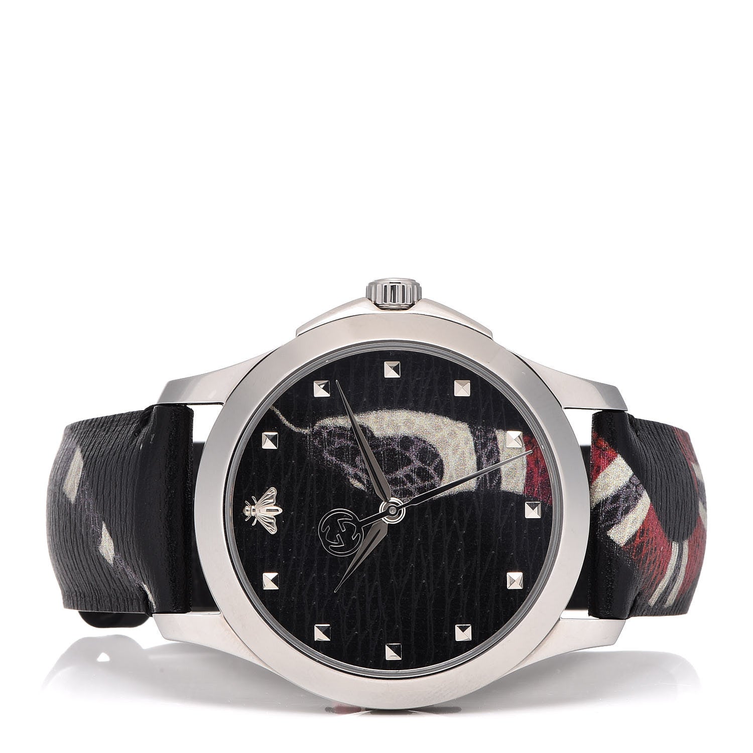 Gucci Stainless Steel Calfskin 38mm Le Marche Des Merveilles Snake Quartz Watch Black 3 of 8