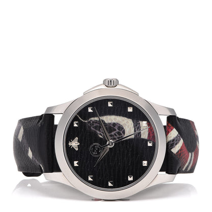 Gucci Stainless Steel Calfskin 38mm Le Marche Des Merveilles Snake Quartz Watch Black 3 of 8