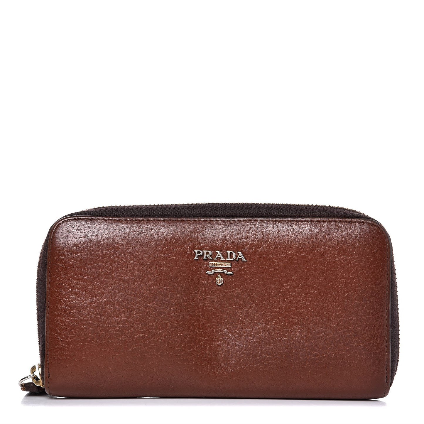 Vitello Daino Metal Zip Around Wallet Cacao