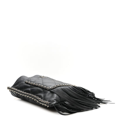 Chanel Calfskin Quilted Fringe Small Shopping Bag Black 3 of 9