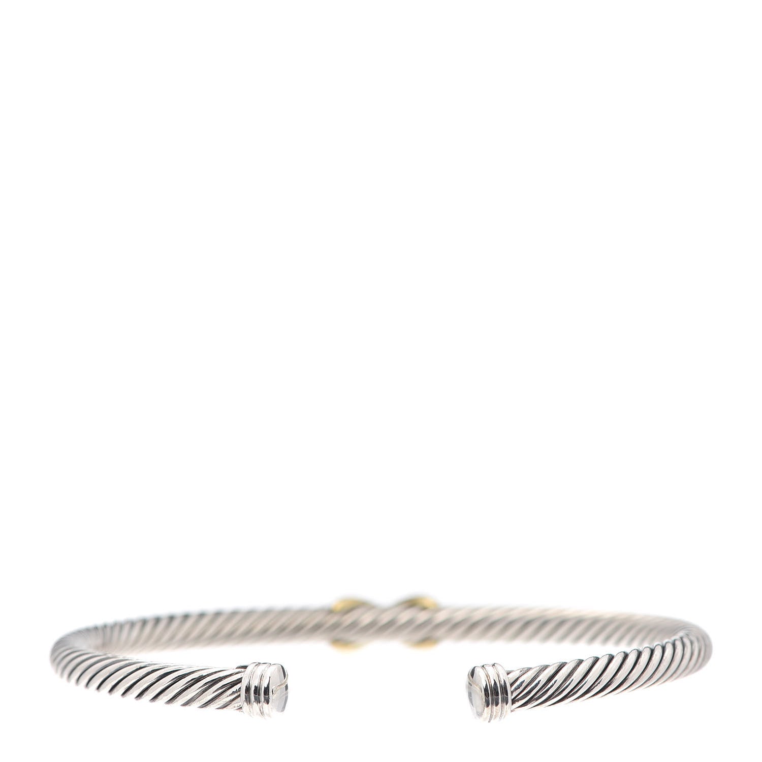 David Yurman Sterling Silver 18K Yellow Gold 4mm X Station Cable Bracelet 3 of 6