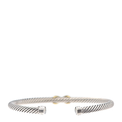 David Yurman Sterling Silver 18K Yellow Gold 4mm X Station Cable Bracelet 3 of 6