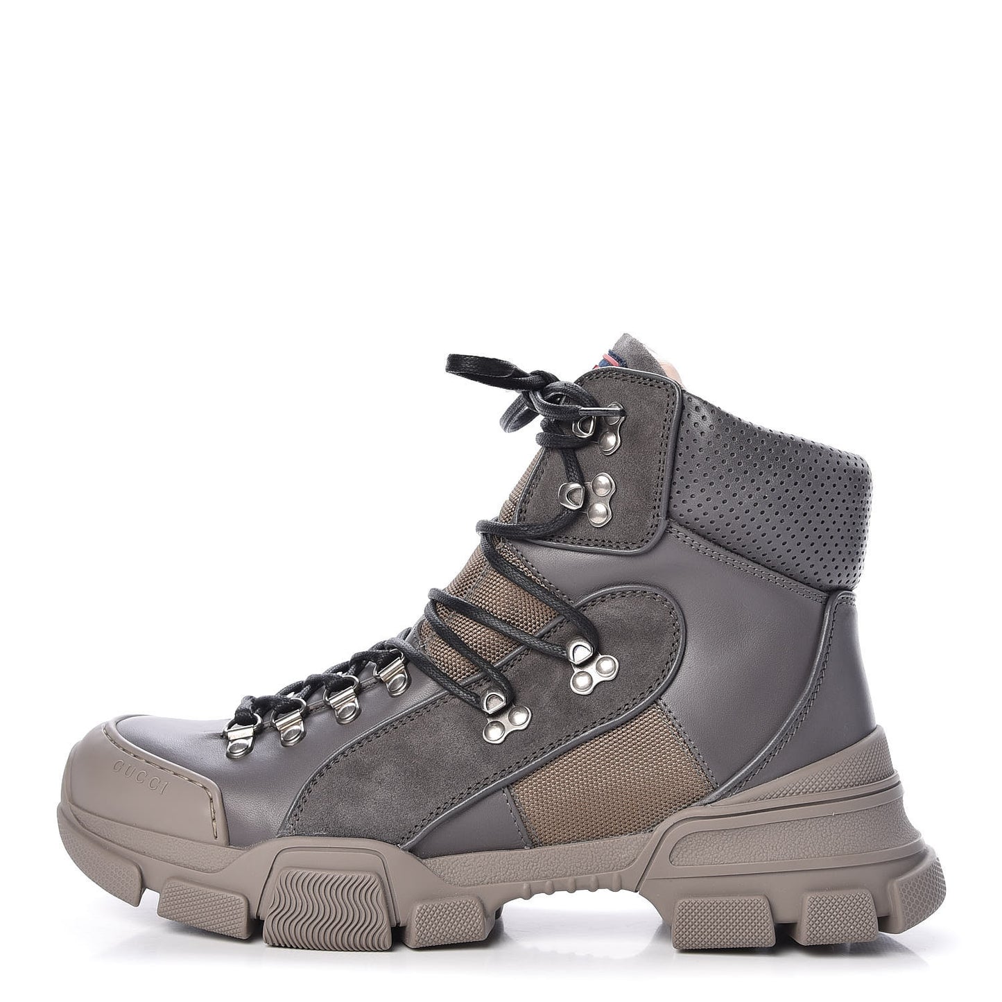 X SEGA Calfskin Suede Technical Canvas Mens Flashtrek High-Top Sneakers 7 Loess Ardesia