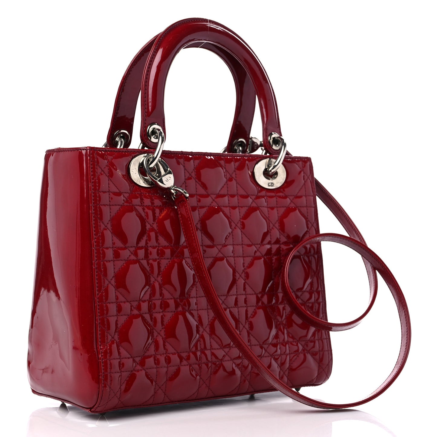 Patent Cannage Medium Lady Dior Red