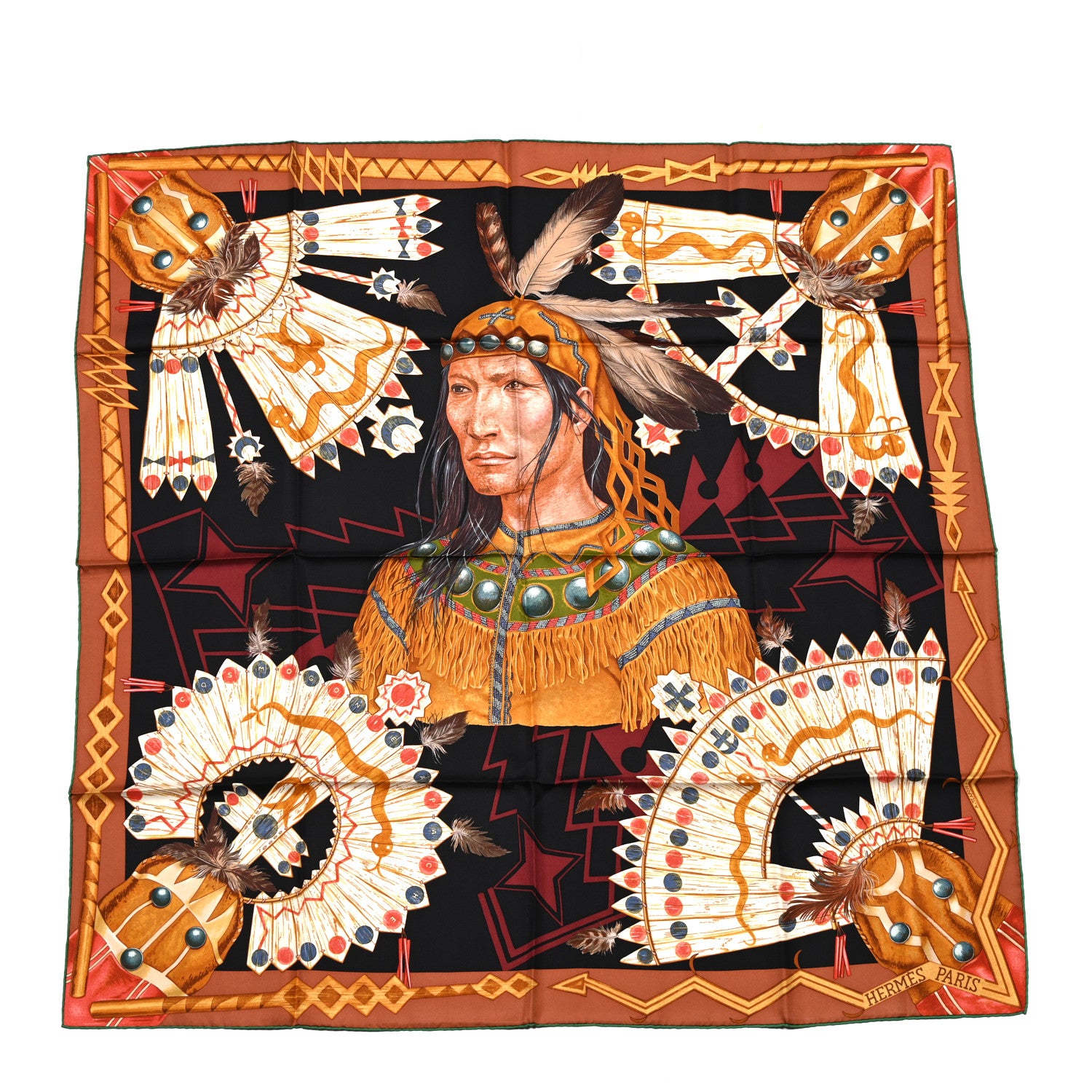 Hermes Silk Wako Ni Scarf 90 1 of 5