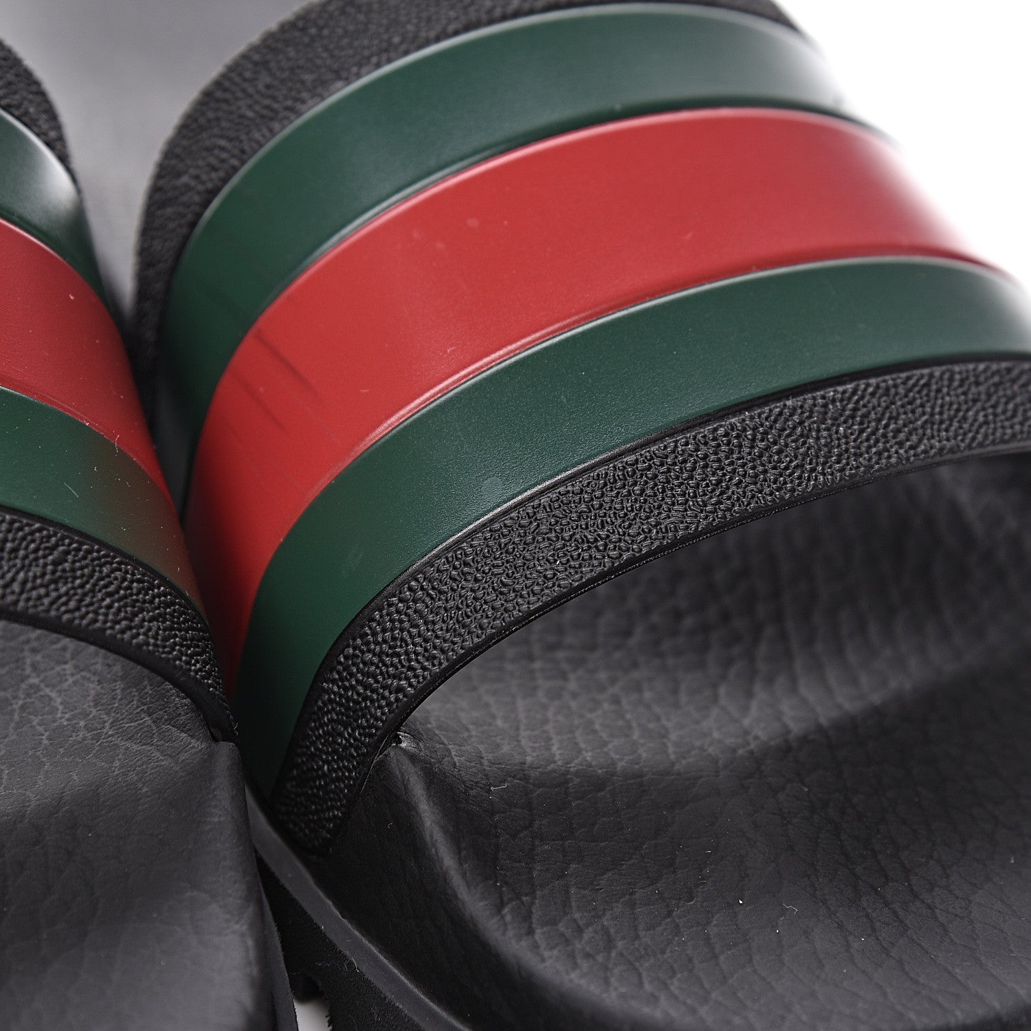 Gucci Rubber Web Mens Lug Sole Slide Sandals 10 Black Green Red 7 of 14