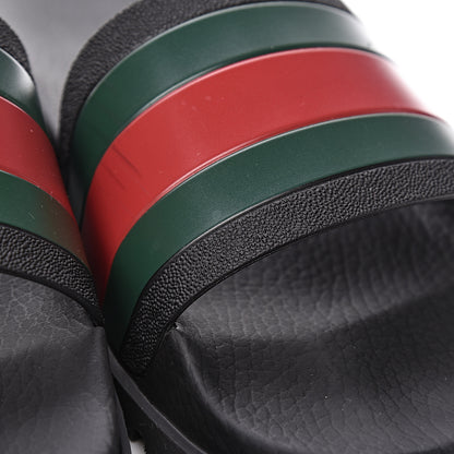 Gucci Rubber Web Mens Lug Sole Slide Sandals 10 Black Green Red 7 of 14