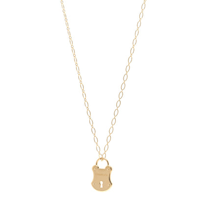 Tiffany 18K Yellow Gold Diamond Emblem Lock Pendant Necklace 1 of 5