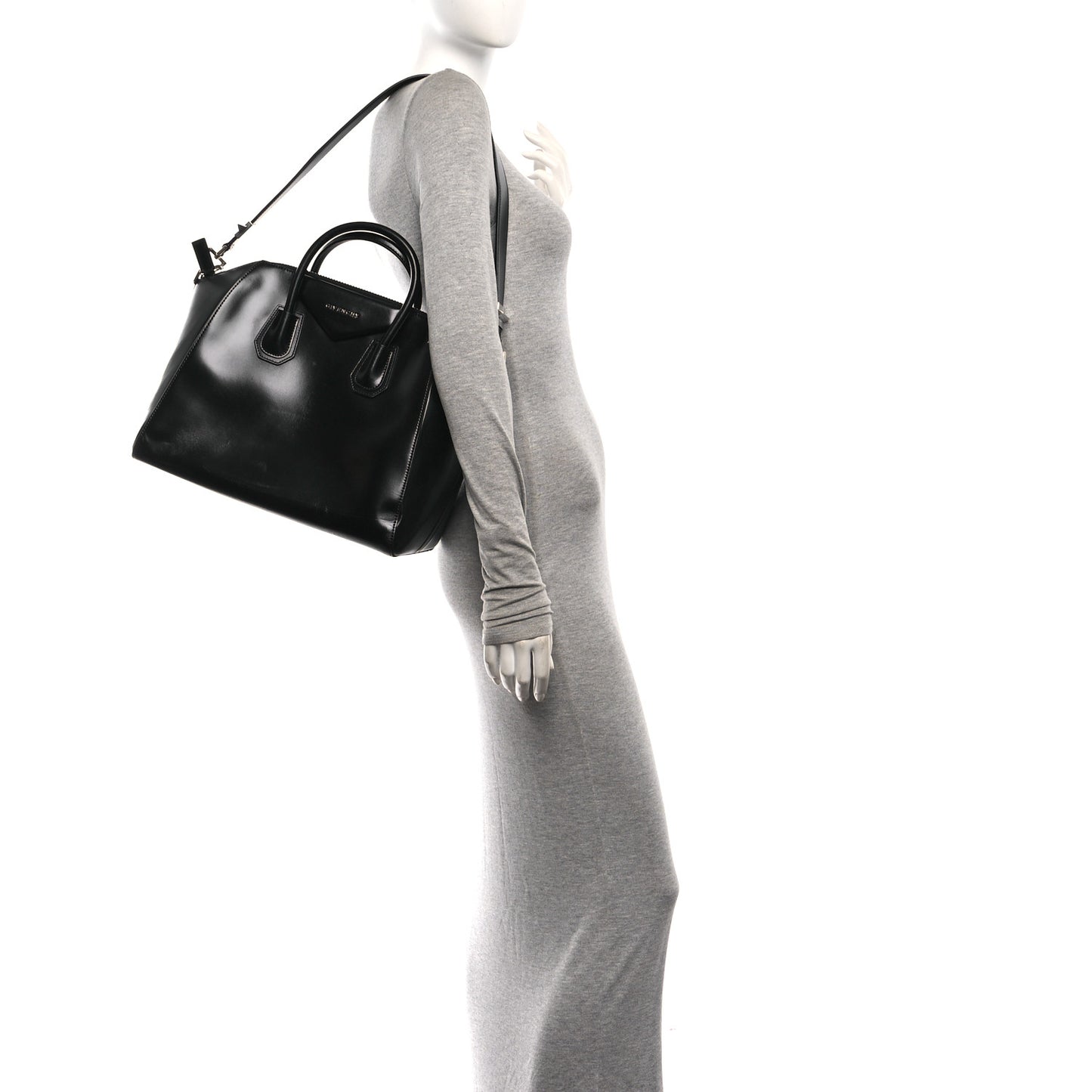 Shiny Lord Calfskin Medium Antigona Black