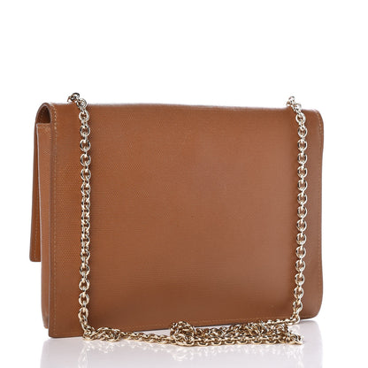 Fendi Vitello Oro Chain Clutch Brown 3 of 9