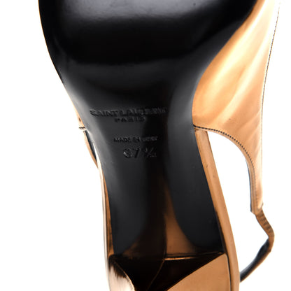 Saint Laurent Laminated Calfskin Kiki 85 Slingback Pumps 37.5 Egypt Gold 6 of 12