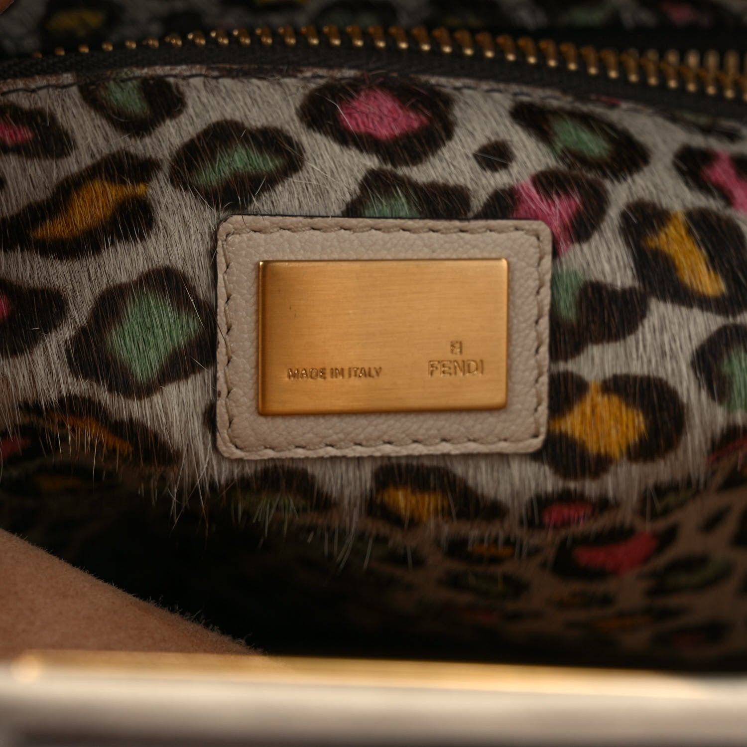 Fendi Goatskin Calf Hair Leopard Print Large Peekaboo Iconic Satchel Beige 7 of 10