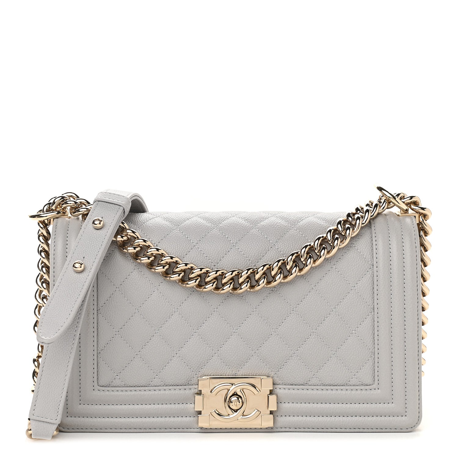 Chanel Caviar Quilted Medium Boy Flap Light Grey 1 of 9