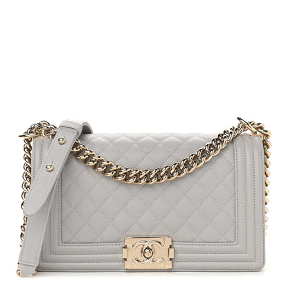 Chanel Caviar Quilted Medium Boy Flap Light Grey 1 of 9