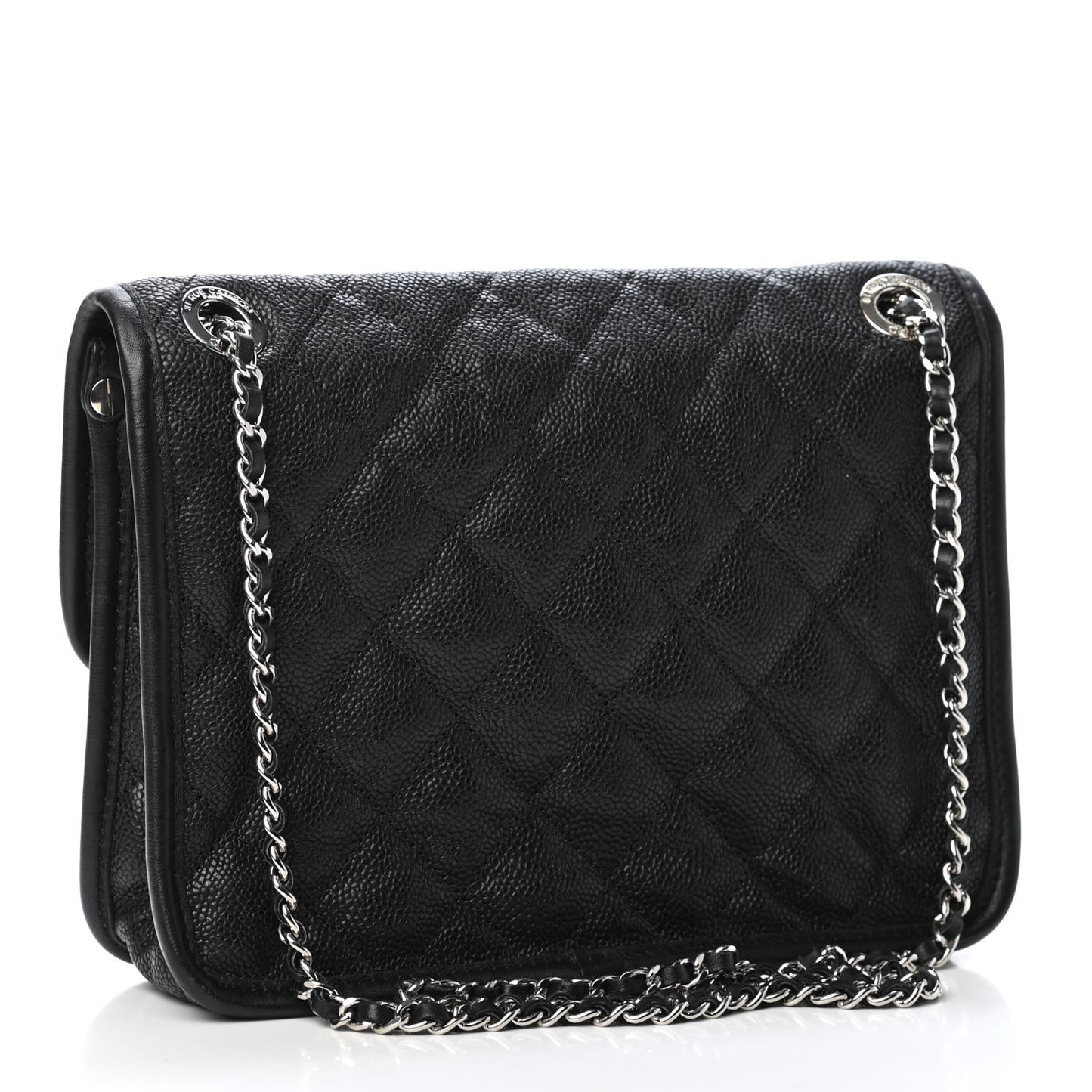 Caviar Quilted Mini French Riviera Flap Black