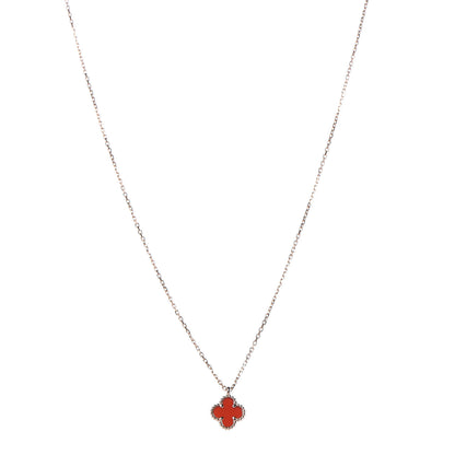 Van Cleef & Arpels 18K Rose Gold Carnelian Sweet Alhambra Pendant Necklace 1 of 6