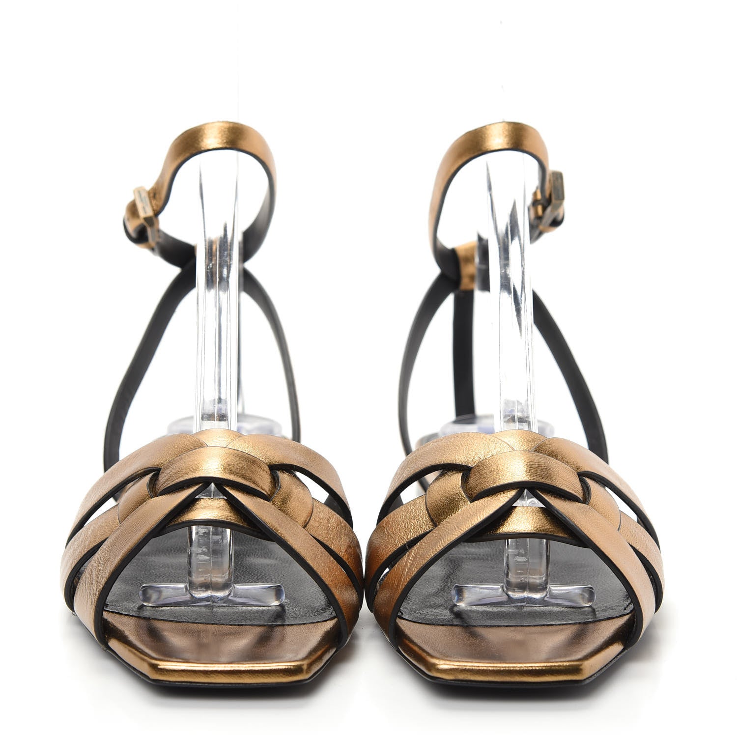 Saint Laurent Calfskin Tribute 05 Ankle Strap Sandals 36 Dark Gold 2 of 11