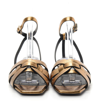 Saint Laurent Calfskin Tribute 05 Ankle Strap Sandals 36 Dark Gold 2 of 11