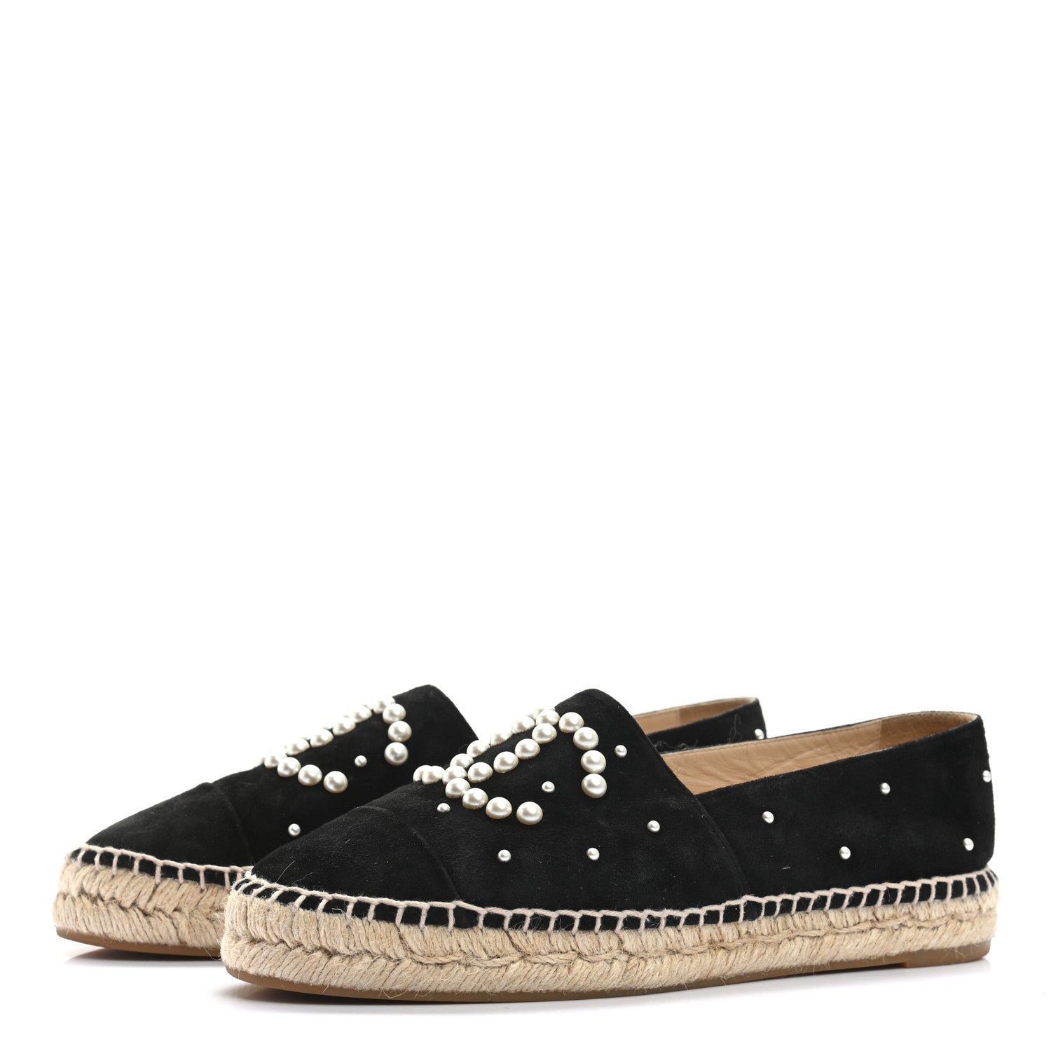 Chanel Suede Pearl CC Espadrilles 40 Black 3 of 9