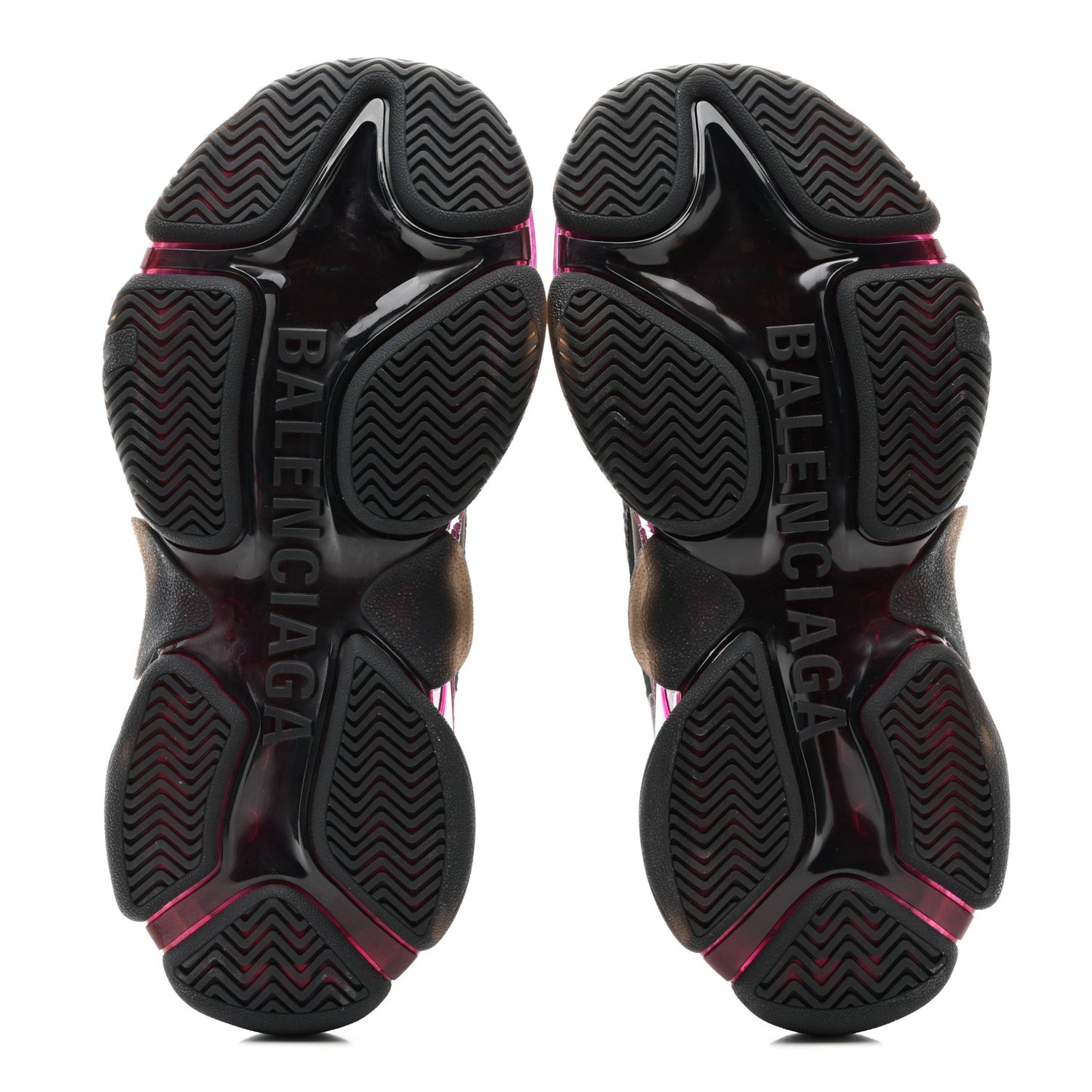 Fabric Mesh Clear Sole Womens Triple S Sneakers 36 Black Pink Neon