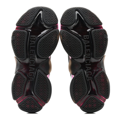 Balenciaga Fabric Mesh Clear Sole Womens Triple S Sneakers 36 Black Pink Neon 5 of 10