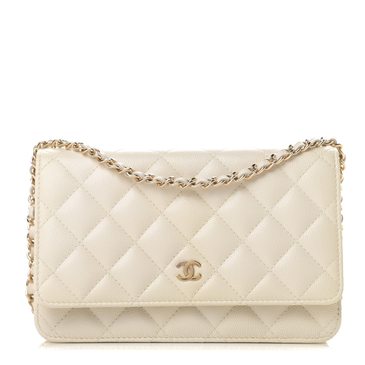 Caviar Quilted Wallet On Chain WOC White