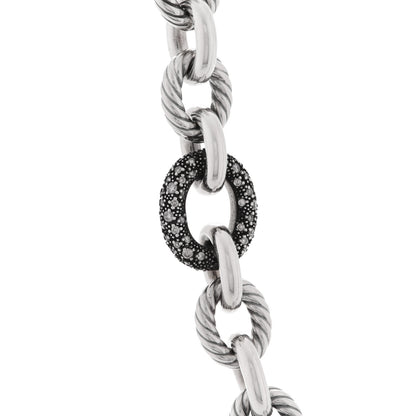 David Yurman Sterling Silver Diamond Midnight Melange Oval Link Necklace 4 of 6