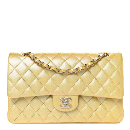 Chanel Iridescent Caviar Quilted Medium Double Flap Yellow 1 of 9