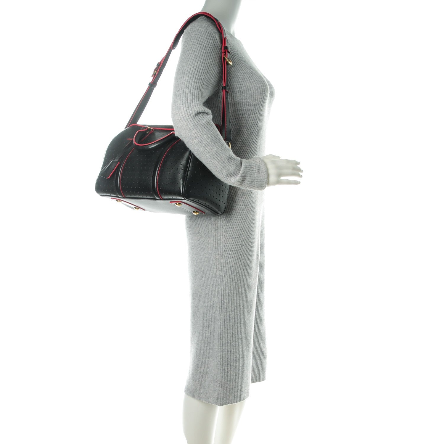Louis Vuitton Veau Soie Calfskin Perforated SC Bag PM Black 2 of 7