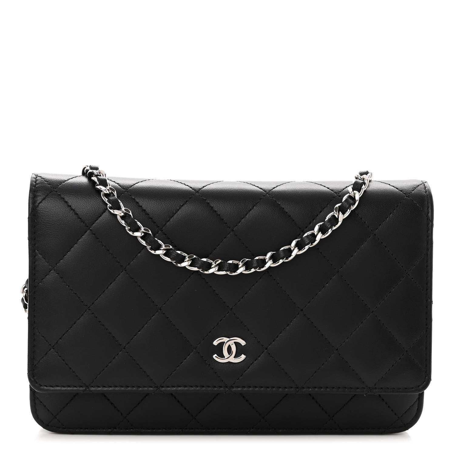 Chanel Lambskin Quilted Wallet On Chain WOC Black 1 of 12