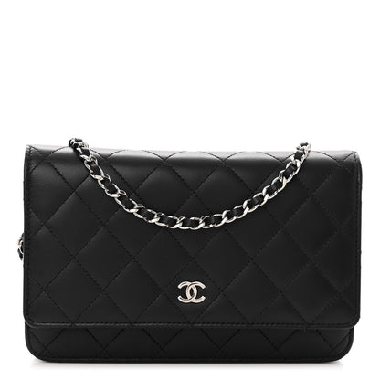 Chanel Lambskin Quilted Wallet On Chain WOC Black 1 of 12