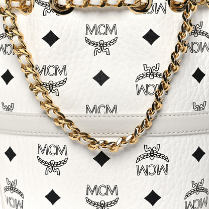 MCM Visetos Aren Mini Chain Backpack White 7 of 9