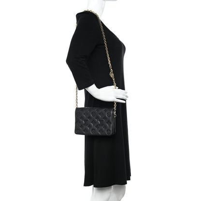 Louis Vuitton Lambskin Embossed Monogram Pochette Coussin Black 2 of 10